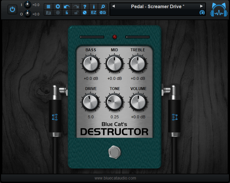 Blue Cat's Destructor - Minimized pedal style view: build your own guitar pedals