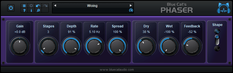 Blue Cat's Phaser - Analog Modeled Phasing Effect Plug-in (VST, AU, VST3, AAX) (Freeware)